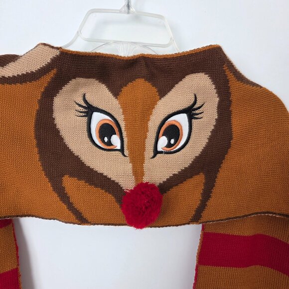 NWOT Reindeer Scarf 3D Red Nose and Paws Cute Holiday 67" X  9" Child,  Adult - Picture 2 of 3
